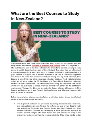 what are the best courses to study in new zealand