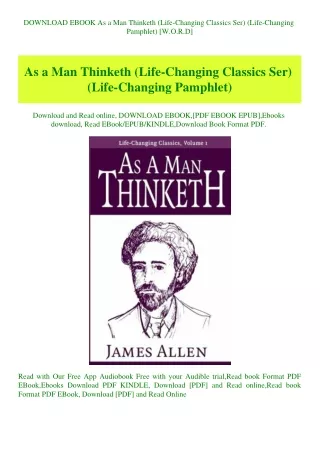 DOWNLOAD EBOOK As a Man Thinketh (Life-Changing Classics Ser) (Life-Changing Pamphlet) [W.O.R.D]