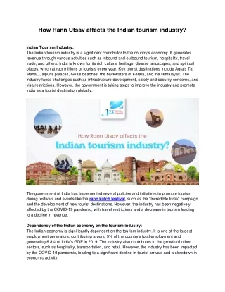 How Rann Utsav affects the Indian tourism industry?