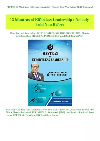 EPUB$ 12 Mantras of Effortless Leadership  Nobody Told You Before BEST Download