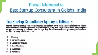 Best Start up Consultant in Odisha, India - Pravat Mohapatra