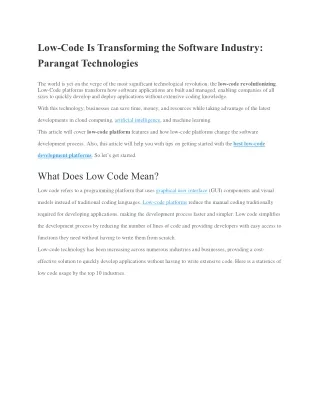 low code is transforming the software industry