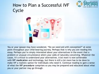 How to Plan a Successful IVF Cycle