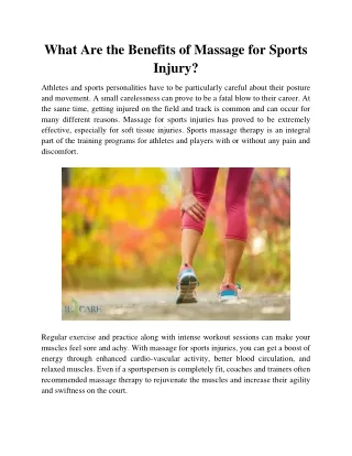 What Are the Benefits of Massage for Sports Injury?