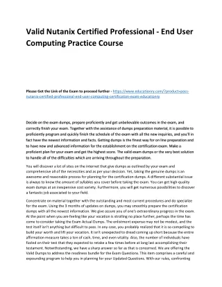 valid nutanix certified professional end user