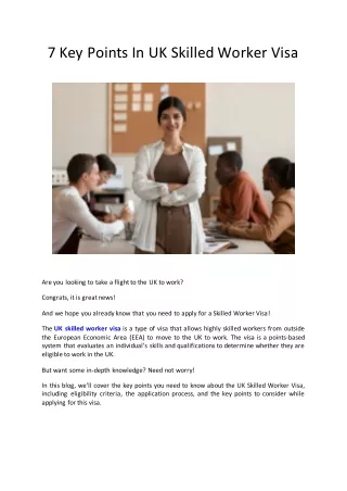 7 key points in uk skilled worker visa