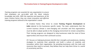 the creative factor in training program