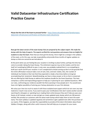 valid datacenter infrastructure certification