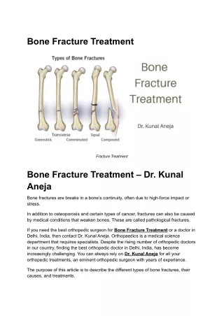 Bone Fracture Treatment – Dr. Kunal Aneja
