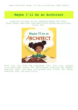 (Epub Download) Maybe I'll be an Architect [BEST Ebook]