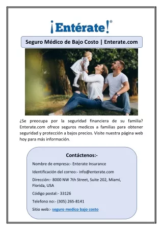 seguro m dico de bajo costo enterate com