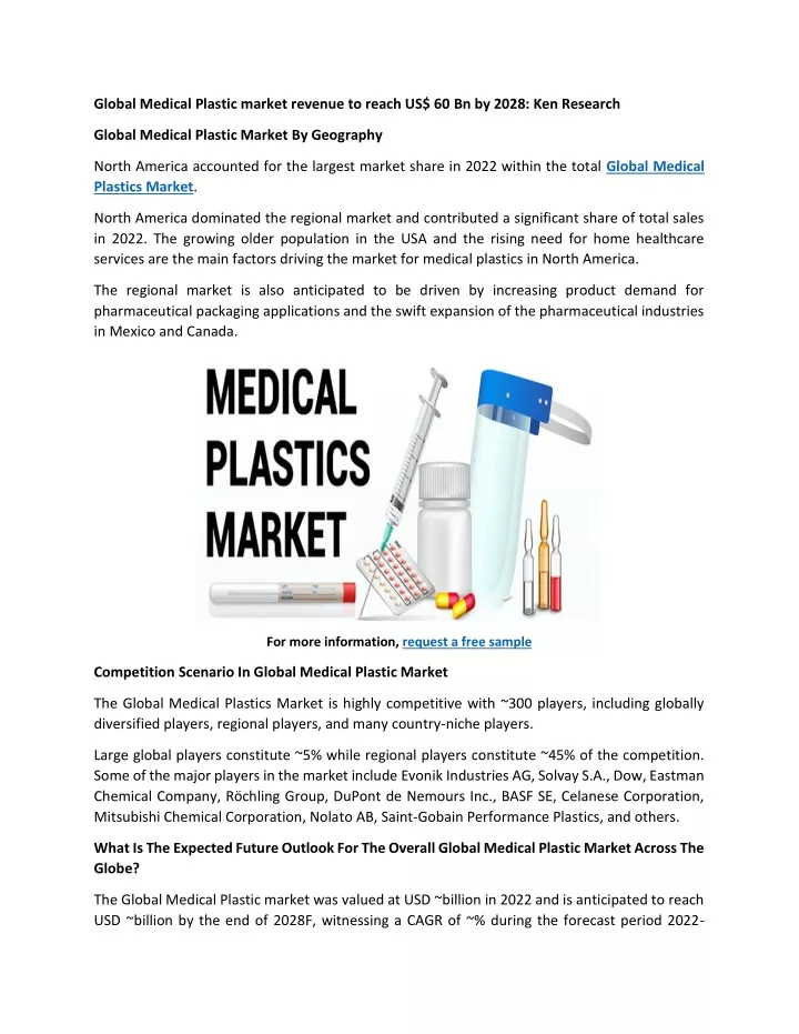 global medical plastic market revenue to reach