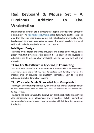 Red Keyboard _ Mouse Set – A Luminous Addition To The Workstation