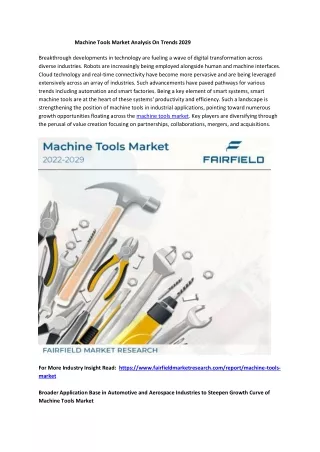 machine tools market analysis on trends 2029