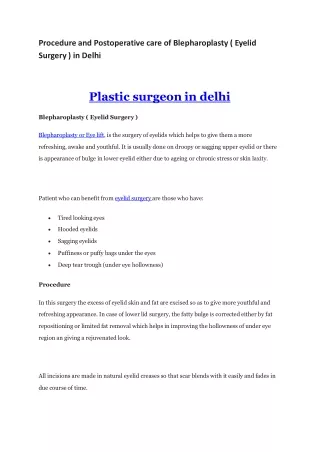 Plastic surgeon in delhi