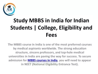 Study MBBS in India ppt