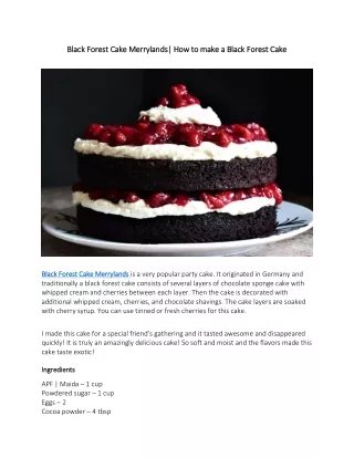 How to make a Black Forest Cake in Merrylands