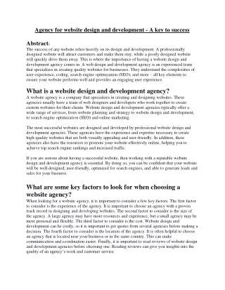 agency for website design and development