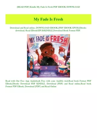 [READ PDF] Kindle My Fade Is Fresh PDF EBOOK DOWNLOAD