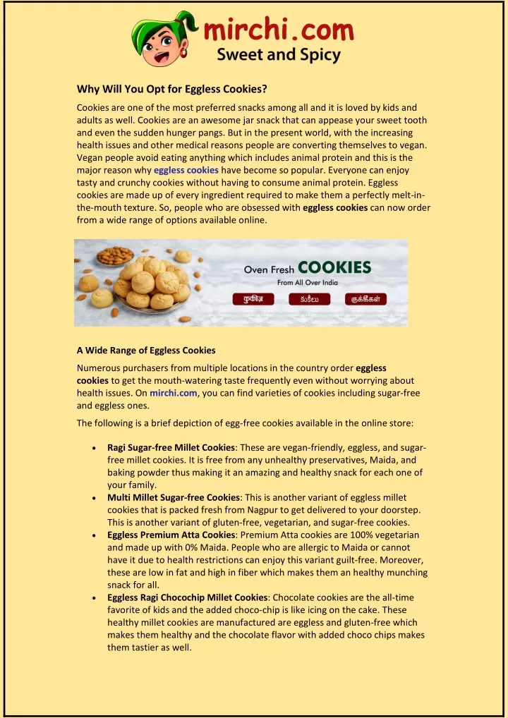 why will you opt for eggless cookies