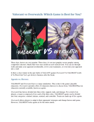 valorant vs overwatch which game is best for you
