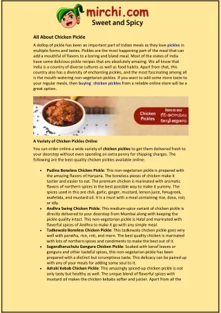all about chicken pickle
