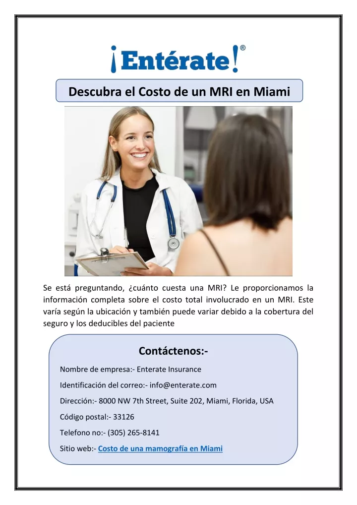 descubra el costo de un mri en miami