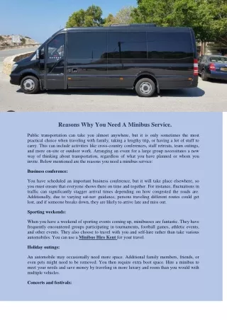 Reasons Why You Need A Minibus Service.