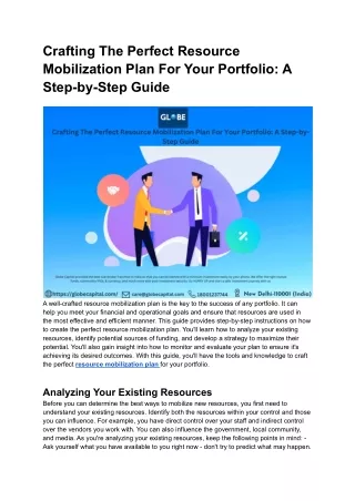 crafting the perfect resource mobilization plan