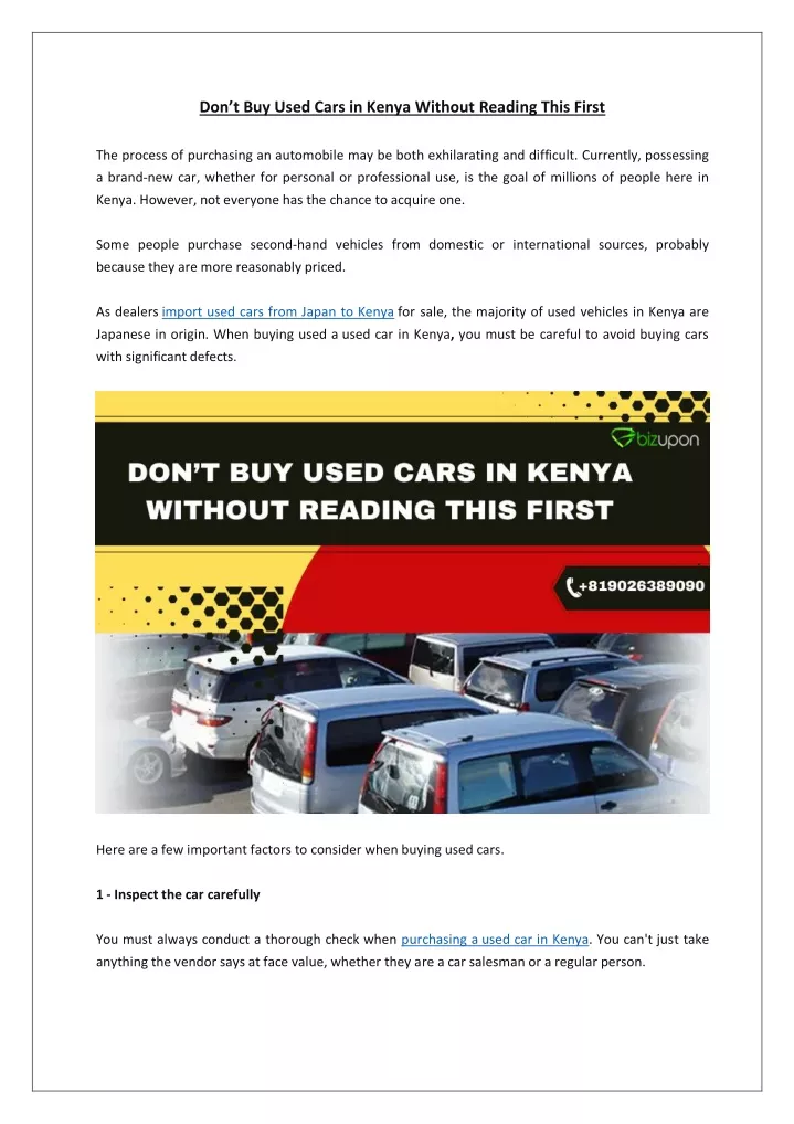 don t buy used cars in kenya without reading this