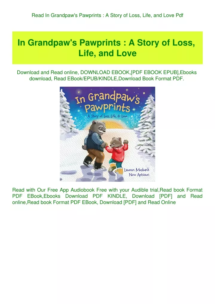 read in grandpaw s pawprints a story of loss life