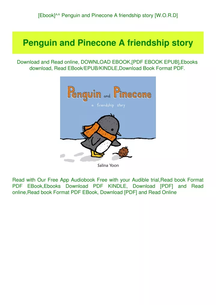 ebook penguin and pinecone a friendship story