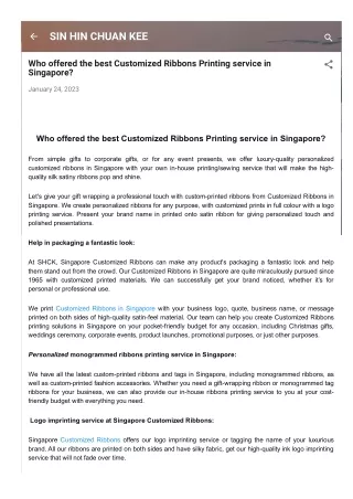 Who offered the best Customized Ribbons Printing service in Singapore?