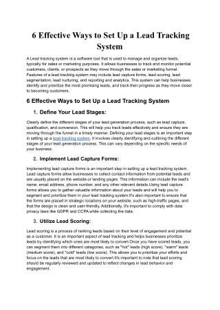 6 effective ways to set up a lead tracking system