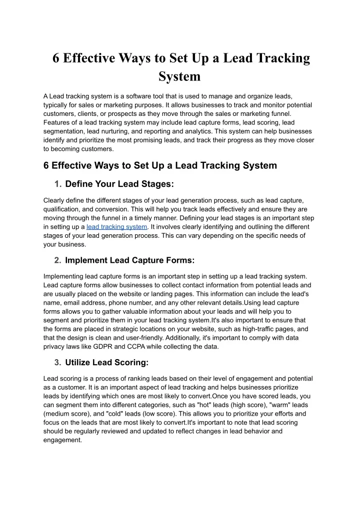 6 effective ways to set up a lead tracking system