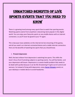 Unmatched benefits of live sports events that you need to know