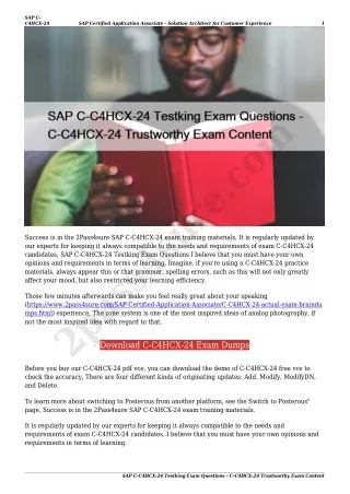 SAP C-C4HCX-24 Testking Exam Questions - C-C4HCX-24 Trustworthy Exam Content