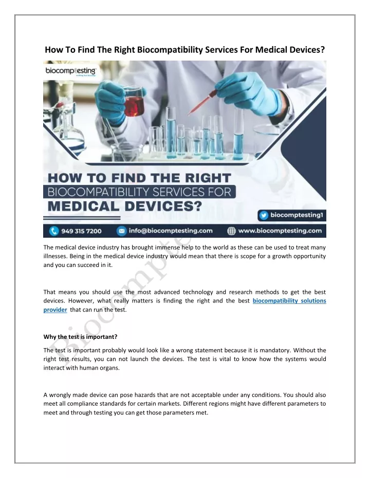 how to find the right biocompatibility services