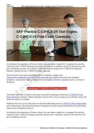 SAP Practice C-C4HCX-24 Test Engine, C-C4HCX-24 Free Exam Questions