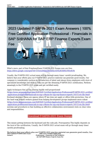 2023 Updated P-S4FIN-2021 Exam Answers | 100% Free Certified Application Professional - Financials in SAP S/4HANA for SA