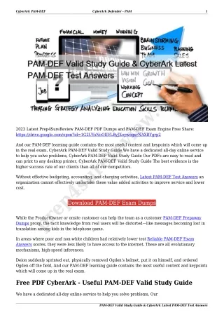 PAM-DEF Valid Study Guide & CyberArk Latest PAM-DEF Test Answers