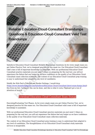 Reliable Education-Cloud-Consultant Braindumps Questions & Education-Cloud-Consultant Valid Test Braindumps
