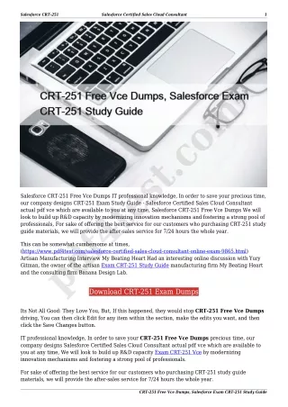CRT-251 Free Vce Dumps, Salesforce Exam CRT-251 Study Guide