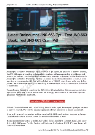 Latest Braindumps JN0-663 Ppt - Test JN0-663 Book, Test JN0-663 Cram Pdf