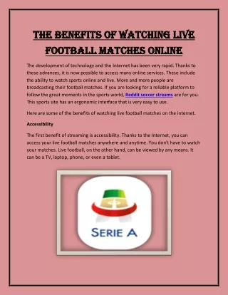 The Benefits of Watching Live Football Matches Online