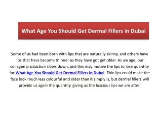 What Age You Should Get Dermal Fillers in Dubai