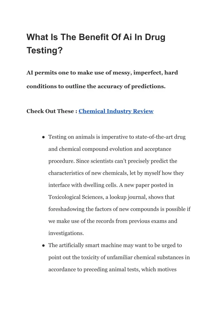 what is the benefit of ai in drug testing