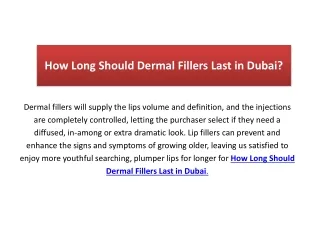 How Long Should Dermal Fillers Last in Dubai