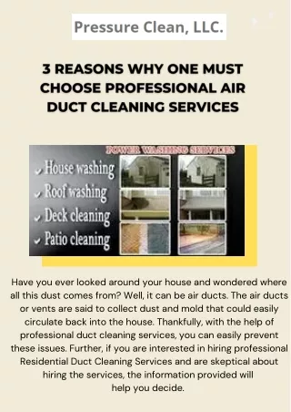 Reasons To Choose Residential Duct Cleaning Services In Utah