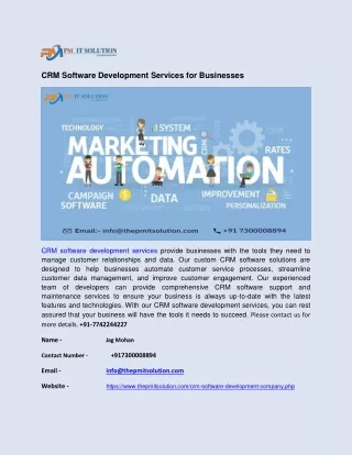 CRM Software Development Services for Businesses